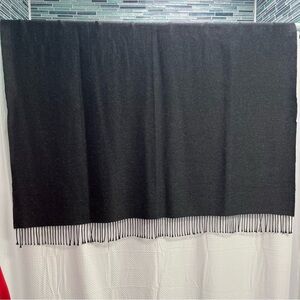 Crate&Barrel Elegant Gray Alpaca Blend Throw with Fringe